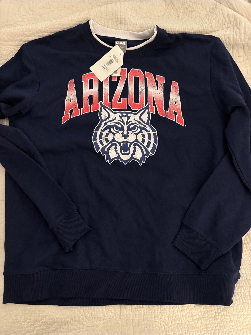 Arizona Wildcats Graphic Crewneck Sweater - Navy and Red XL NWT CSA